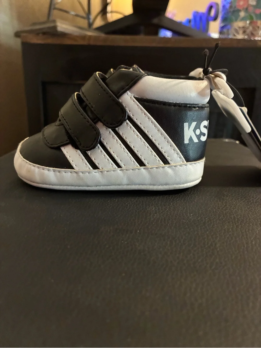 K-Swiss Kids Black and White Double Velcro Sneakers